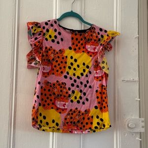 Nooworks sold out tiger pattern sleeves ruffle shirt